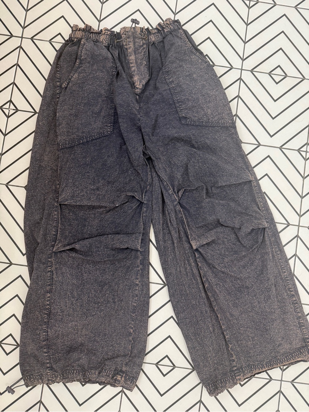Urban Outfitters Wide Leg Washed Black Utility Barrel Pants- small